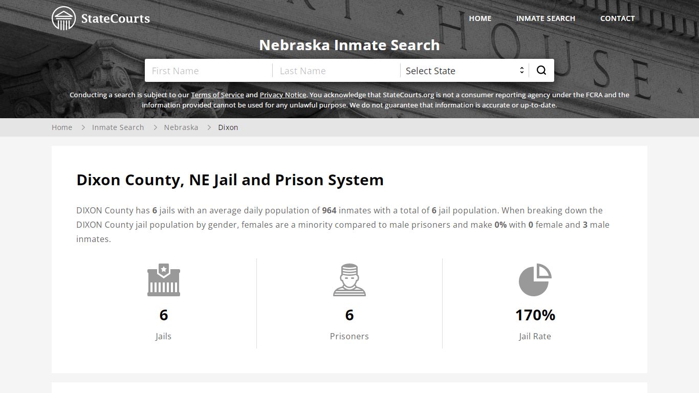 Dixon County, NE Inmate Search - StateCourts