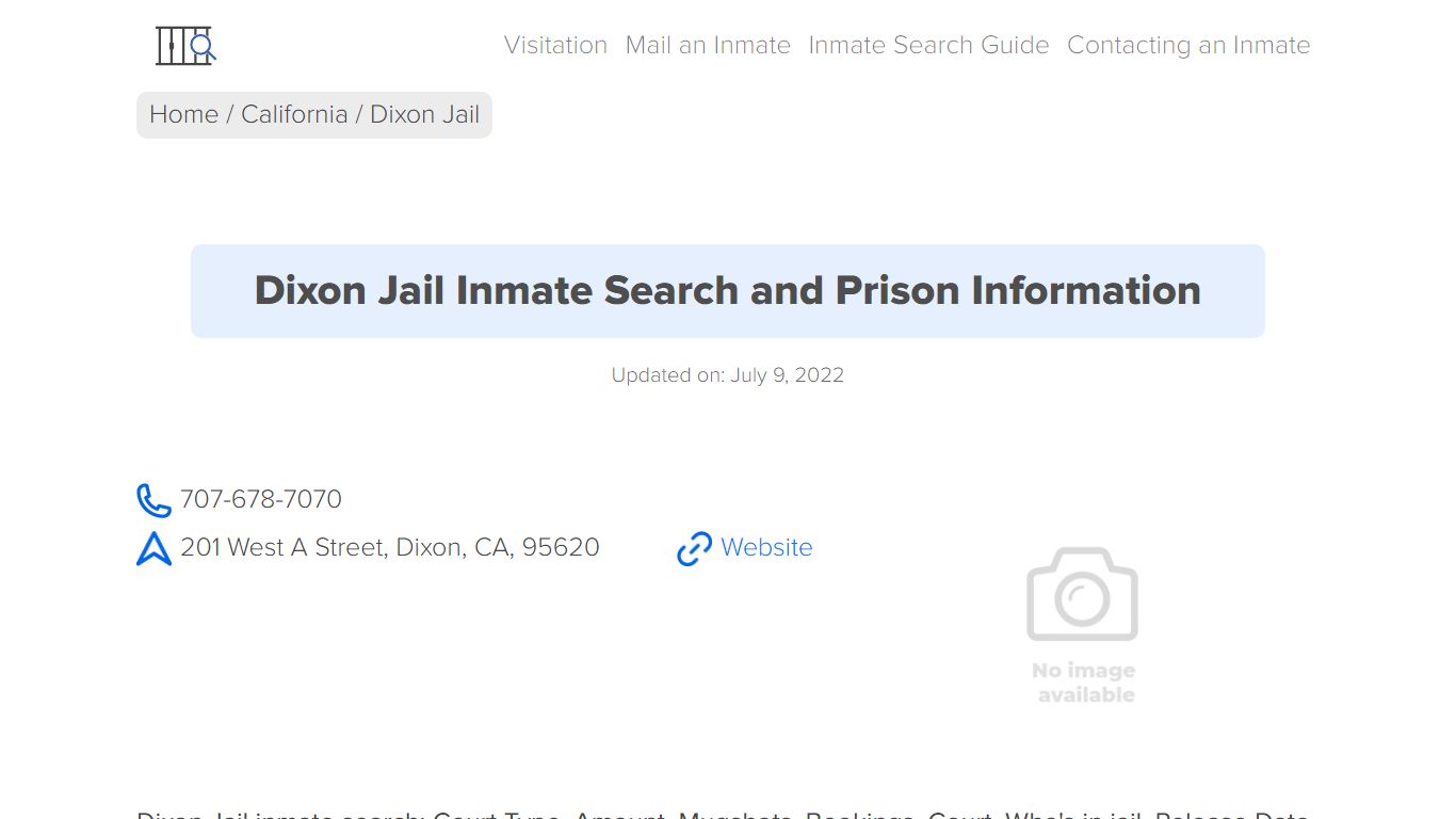 Dixon Jail Inmate Search, Visitation, Phone no. & Mailing Information